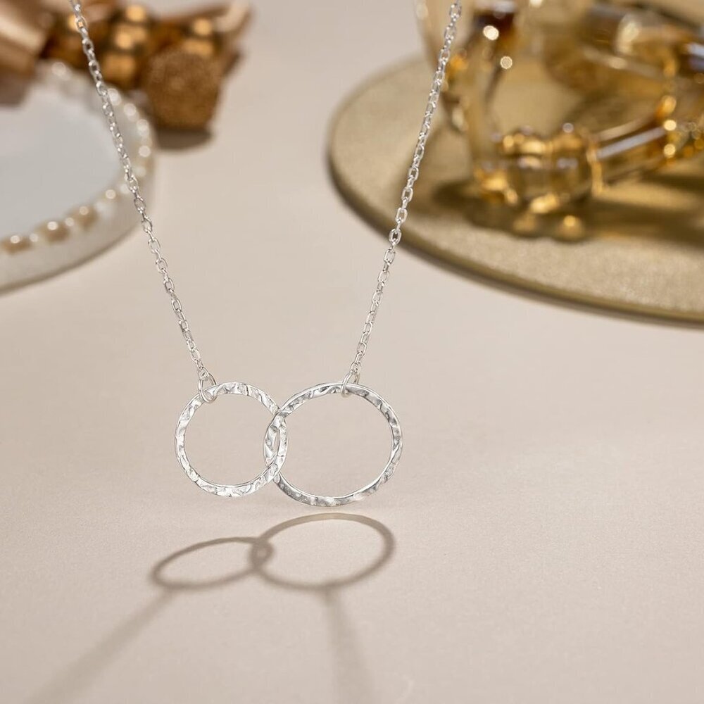 Sterling Silver Interlocking Circle Necklace Set … - image 3